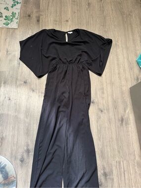 Main Strip Black Long Sleeve Jumpsuit Dress